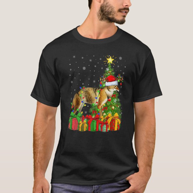 Camiseta Wolf  Xmas Holiday Santa Wolf Christmas Tree (Frente)