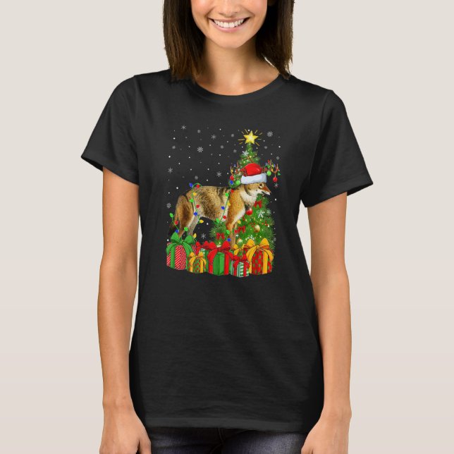 Camiseta Wolf  Xmas Holiday Santa Wolf Christmas Tree (Frente)