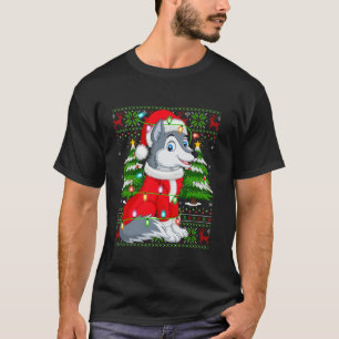 Camiseta Wolf Xmas Sweater Style Ugly Papais noeis Wolf Chr