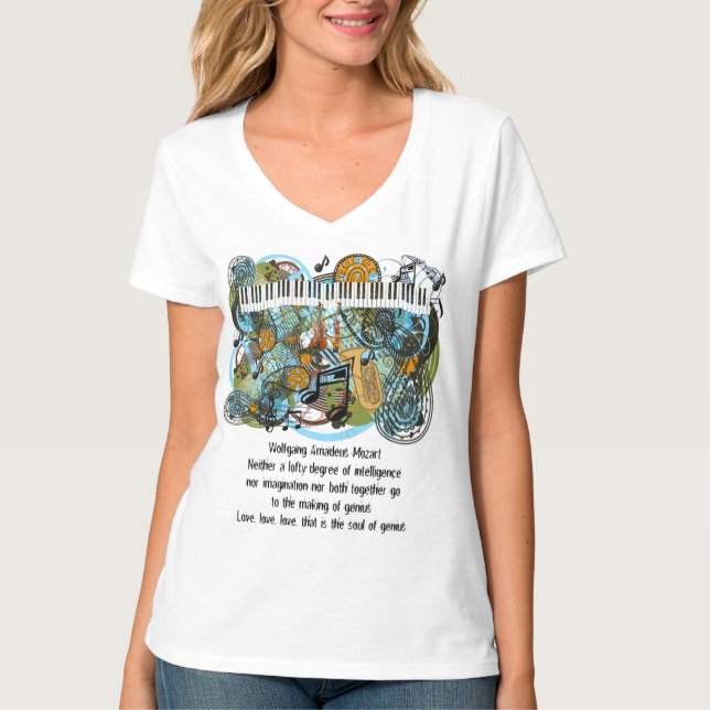 Camiseta Wolfgang Amadeus Mozart Citações Inspiradoras (Frente)
