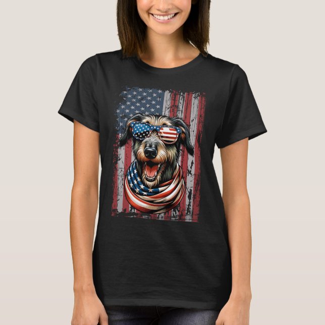 Camiseta Wolfhound Dog Nos Prende Bandeira 4 De Julho Patri (Frente)