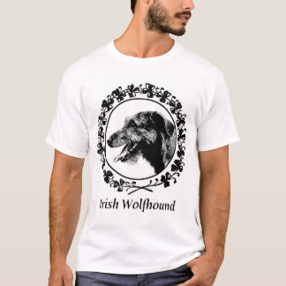 Camiseta Wolfhound irlandês com roupa dos trevos