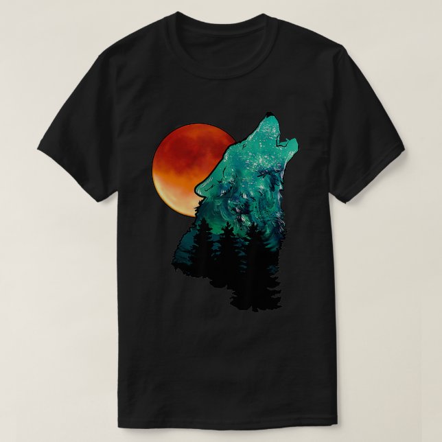 Camiseta Wolf's Howling Men Wolf Howling Na Lua (Frente do Design)