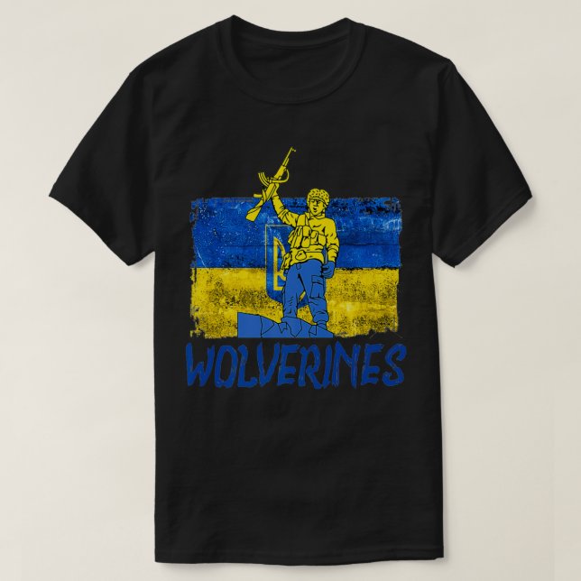 Camiseta Wolverines Apoia Ucrânia, Ucrânia Wolverines Love (Frente do Design)