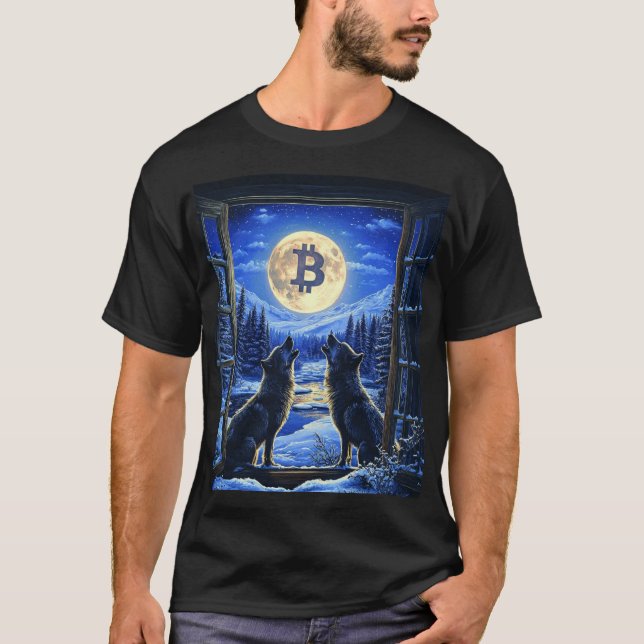 Camiseta Wolves Howling em Bitmoney Moon T-Shirt (Frente)