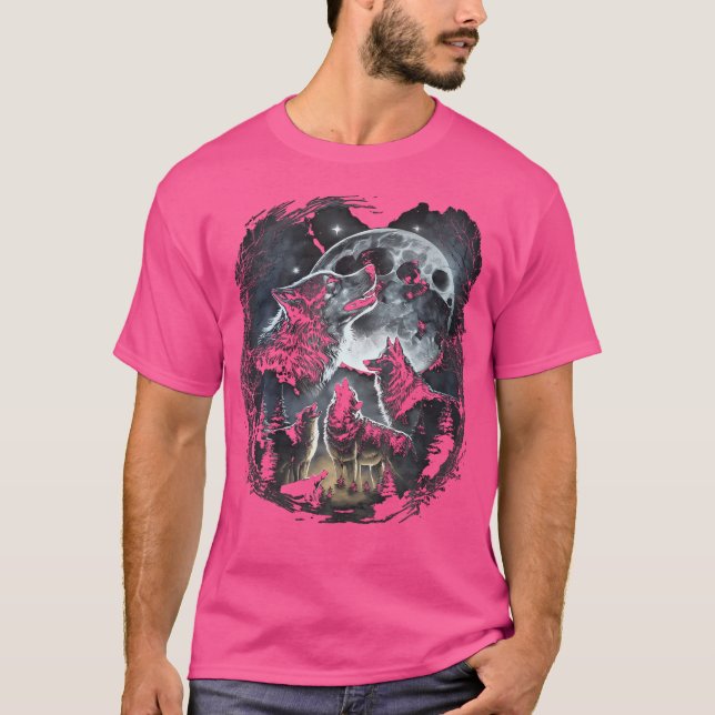 Camiseta Wolves Howling Em Moon Wolf Wild Animal (Frente)