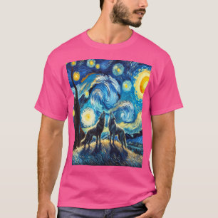 Camiseta Wolves Howling Na Lua Estrelada