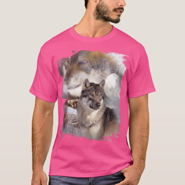 Camiseta Wolves Lobos-Luas-da-Lua-de-Wolf Dreamcatcher Eagl (Frente)
