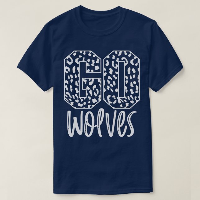 Camiseta Wolves Team Mascot School Spirit Game Night Leopar (Frente do Design)
