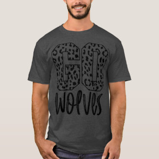 Camiseta Wolves Team Mascot School Spirit Game Night Leopar