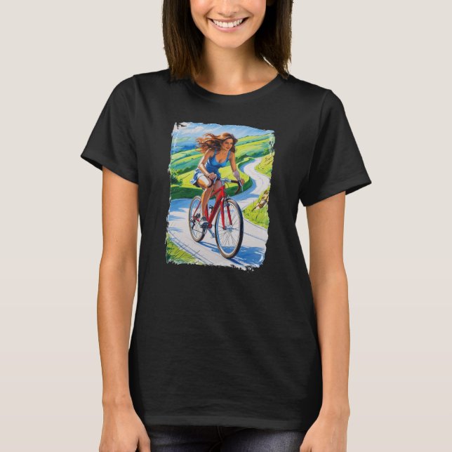 Camiseta Woman cycling in beautiful scenery (Frente)