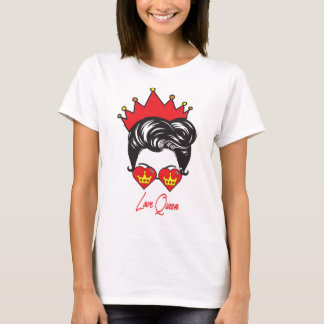 Camiseta woman head cute red crown and red love