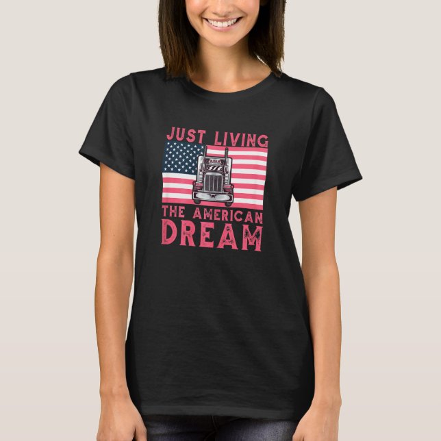 Camiseta Woman Trucker Usa Flag For Girl Truck Driver Ameri (Frente)