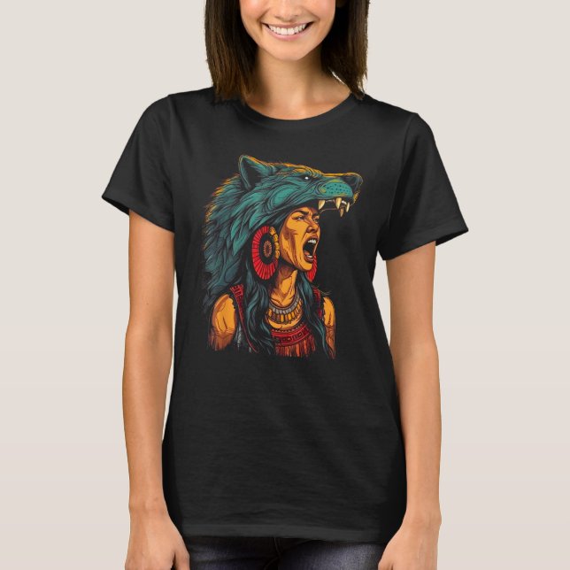 Camiseta Woman Wolf Head Mask Native American Spirituality (Frente)