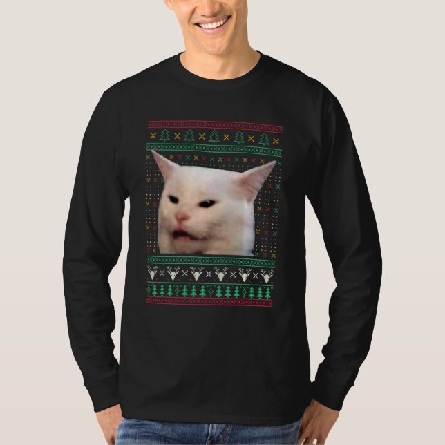 Camiseta Woman Yelling at a Cat Ugly X mas Sweaters  Meme D (Frente)
