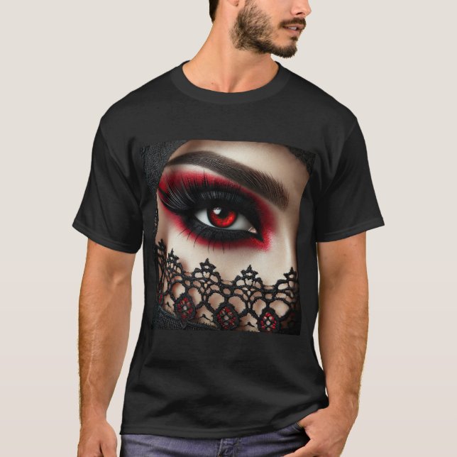Camiseta Woman's eye with a striking red iris (Frente)
