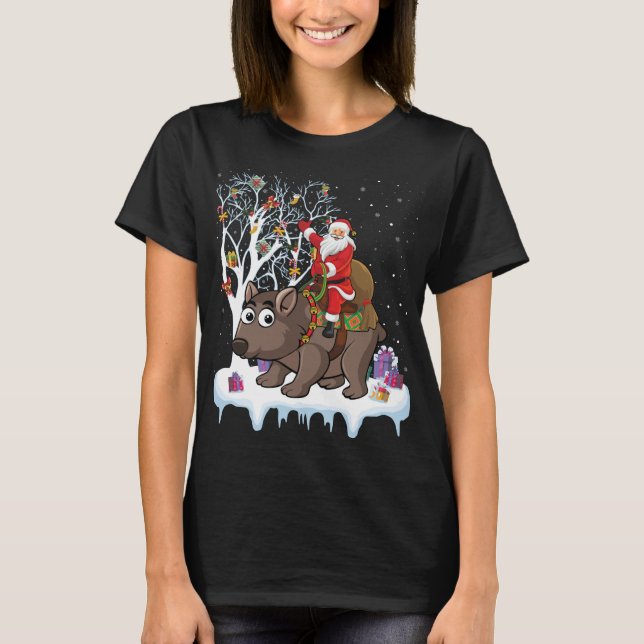 Camiseta Wombat Lover Xmas Gift Papais noeis Andando no Nat (Frente)