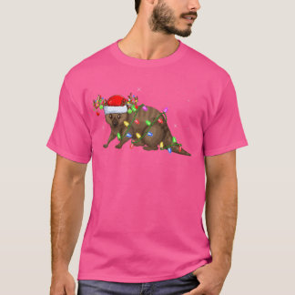 Camiseta Wombat Lover Xmas Papais noeis de iluminação Womba