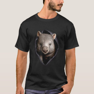 Camiseta Wombat Realista Espiando de Dentro de um Bolso