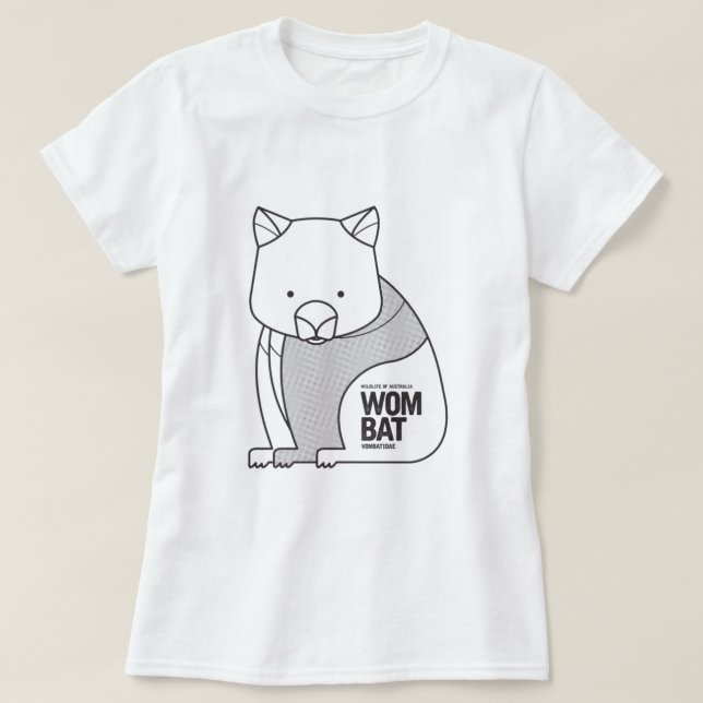 Camiseta Wombat, Vida Selvagem da Austrália (Frente do Design)