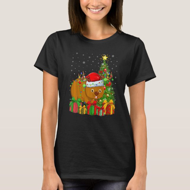 Camiseta Wombat  Xmas Holiday Santa Wombat Christmas Tree (Frente)