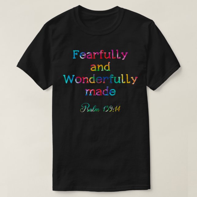 Camiseta Women Christian God Wonderfully Made Bible Religio (Frente do Design)
