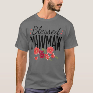 Camiseta Women Flowers Blessed Mawmaw for Grandparents Moth