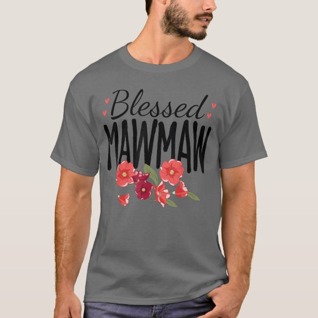 Camiseta Women Flowers Blessed Mawmaw for Grandparents Moth (Frente)