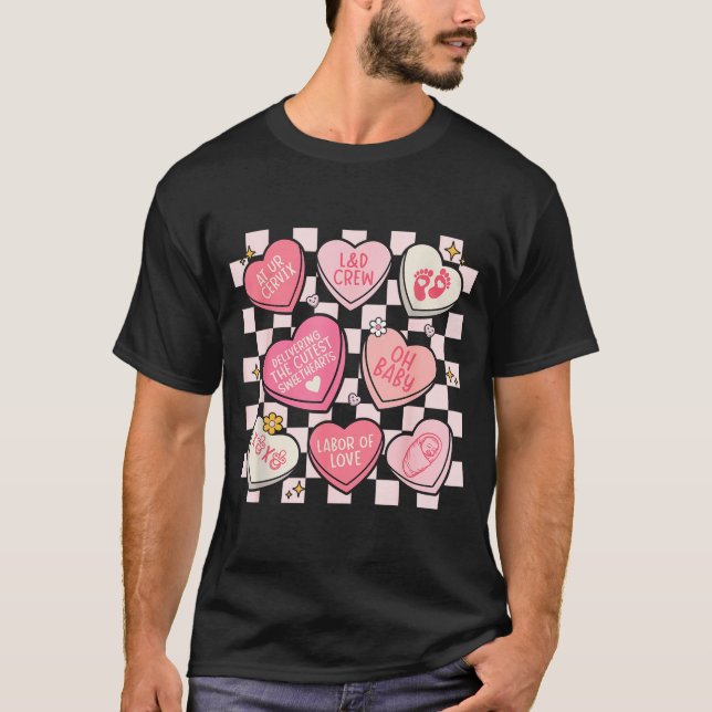 Camiseta Women Labor And Delivery Nurse Hearts Candy Valent (Frente)
