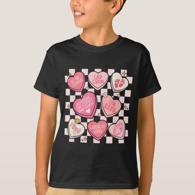 Camiseta Women Labor And Delivery Nurse Hearts Candy Valent (Frente)