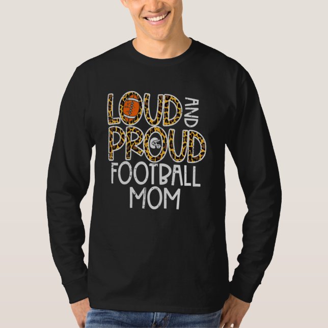 Camiseta Women Leopard Loud & Proud American Football Mom F (Frente)