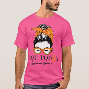 Camiseta Women Leukemia Awareness Messy Bun Leukemia Warrio