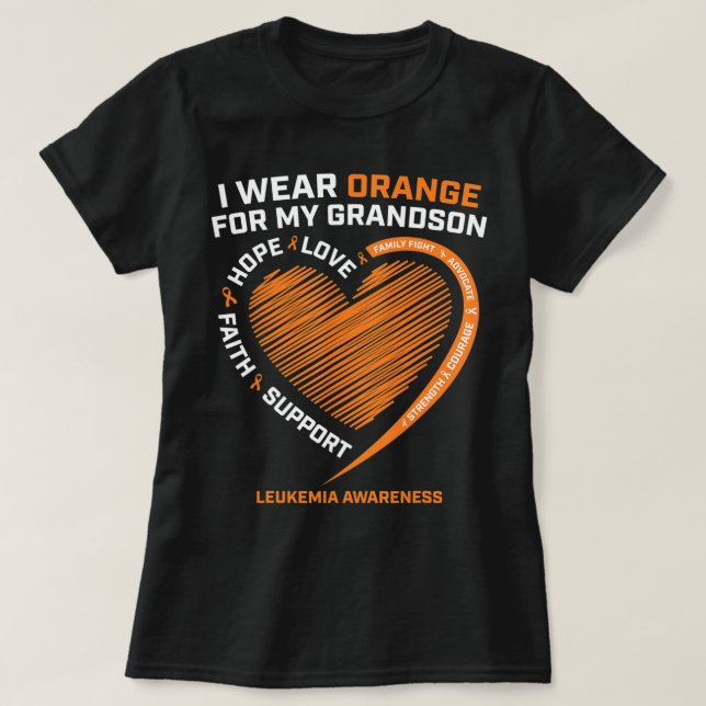 Camiseta Women Men I Wear Orange For My Grandson Leukemia A (Frente do Design)