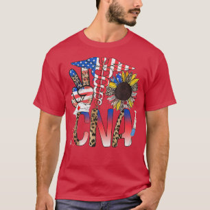 Camiseta Women Peace Love CNA 4 De Julho Sunflower Lepard