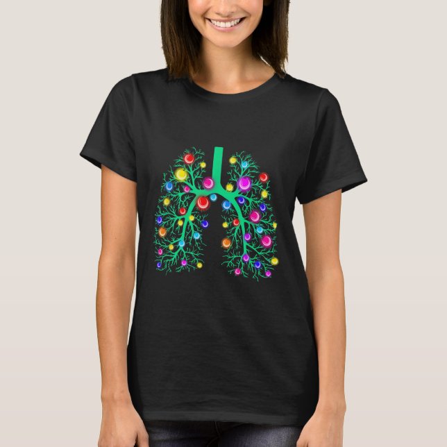 Camiseta Women Resratory Therapy Lung Christmas Lights Lung (Frente)