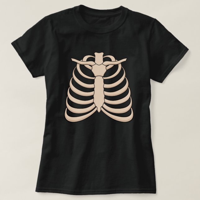Camiseta Women’s Cartoon Ribcage Halloween T-Shirt (Frente do Design)