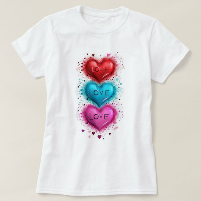 Camiseta 👕❤️Women’s Heart Love Basic T-Shirt (Frente do Design)