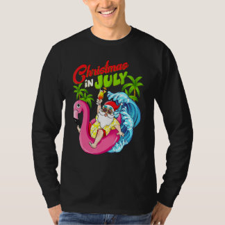 Camiseta Women Santa Christmas In July Beach Xmas Summer