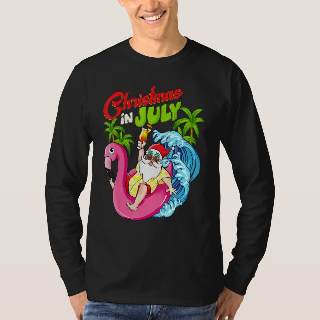 Camiseta Women Santa Christmas In July Beach Xmas Summer (Frente)