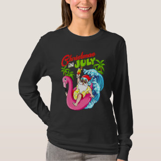 Camiseta Women Santa Christmas In July Beach Xmas Summer