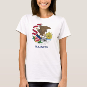 Camiseta Women T Shirt com Bandeira do Estado de Illinois