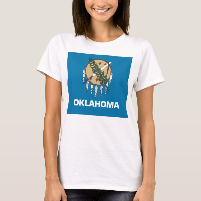 Camiseta Women T Shirt com Bandeira do Estado de Oklahoma (Frente)