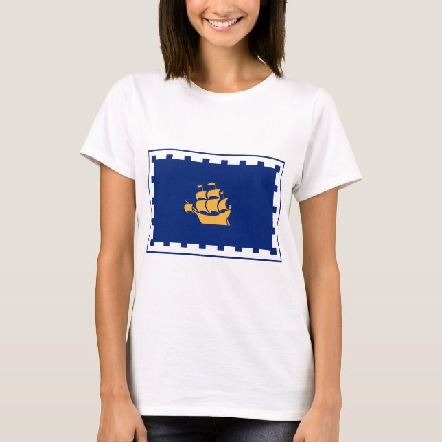 Camiseta Women T Shirt with Flag of Quebec City, Canada (Frente)