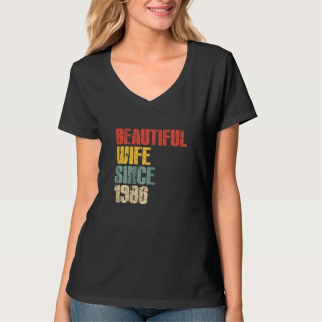 Camiseta Womens 37th Wedding Anniversary for Her Handsome W (Frente)