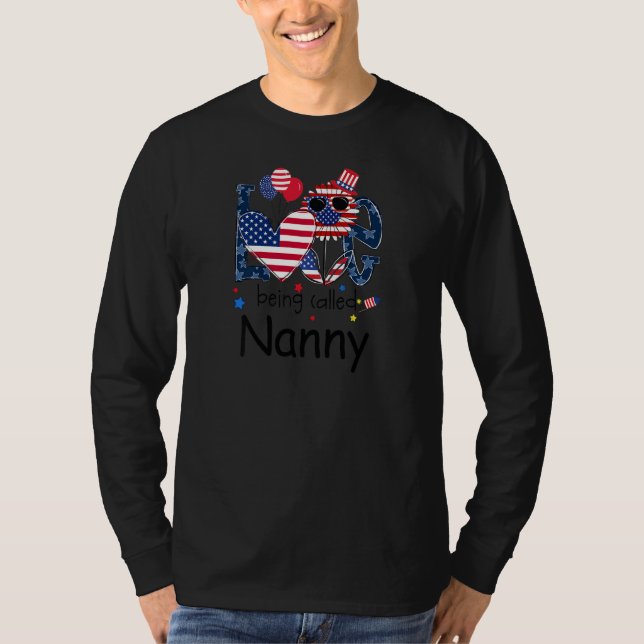 Camiseta Womens 4th Of July Love Being Called Nanny Sunflow (Frente)