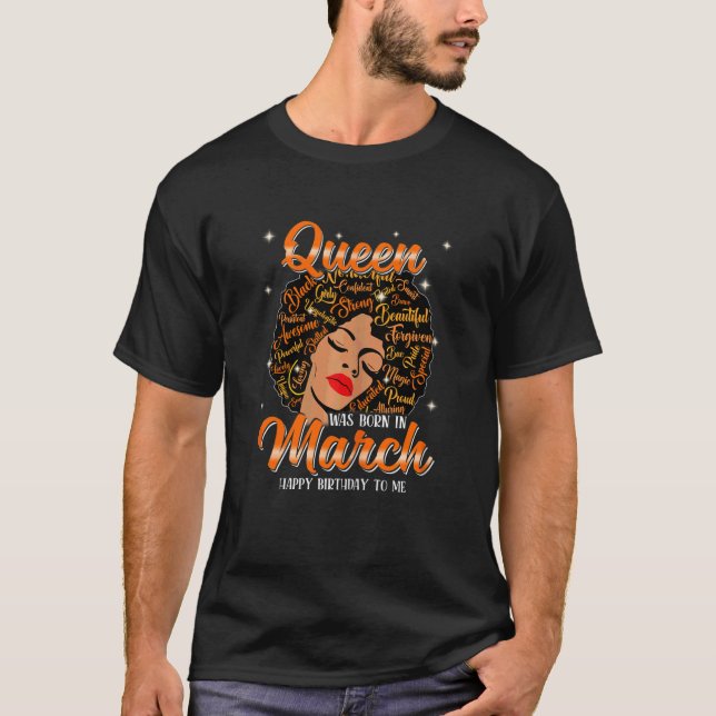 Camiseta Womens A Cute Queen Was Born In March Happy Birthd (Frente)