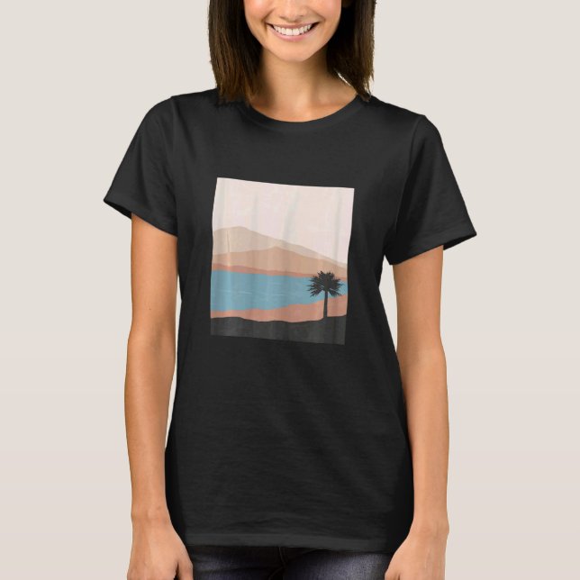 Camiseta Womens Abstract mid century modern landscape boho  (Frente)