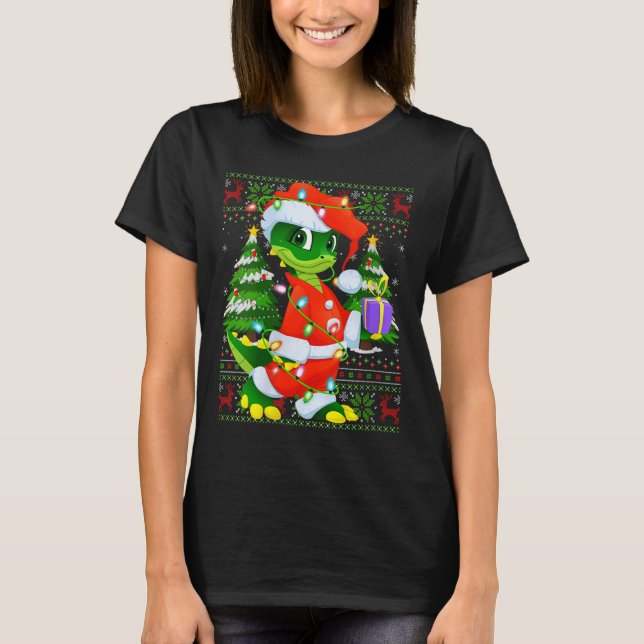Camiseta Womens Alligator Christmas Lights Santa Costume Ug (Frente)