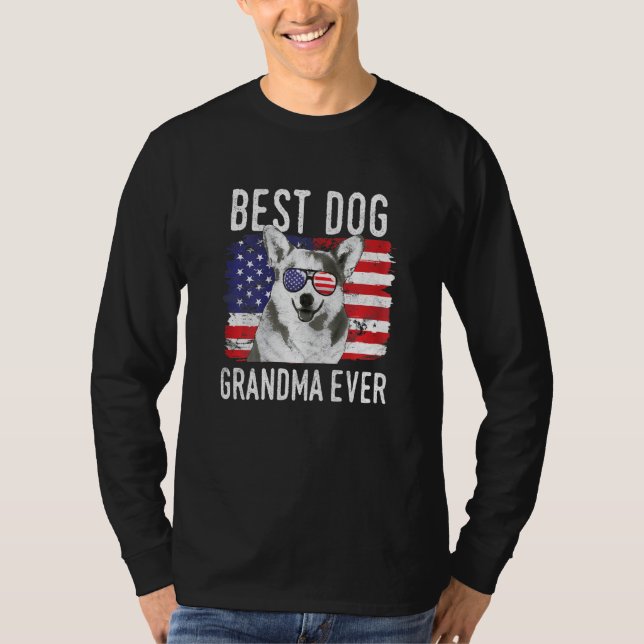 Camiseta Womens American Flag Best Dog Grandma Ever Cardiga (Frente)