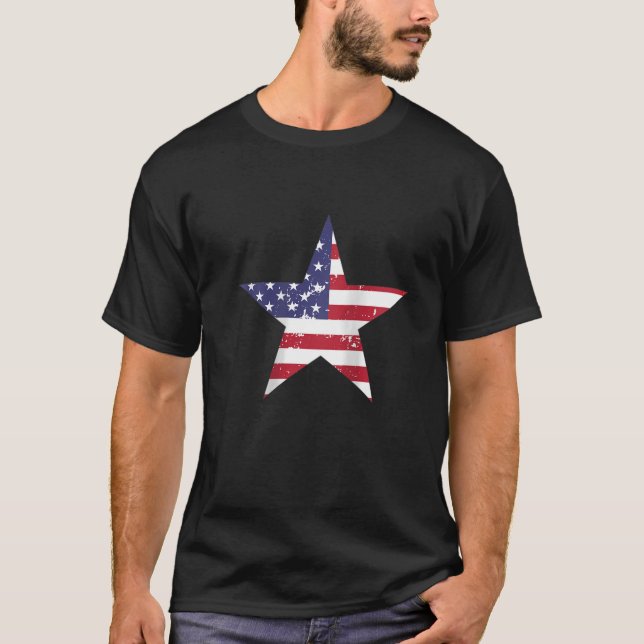Camiseta Womens American Flag Star 4 De Julho Patr (Frente)